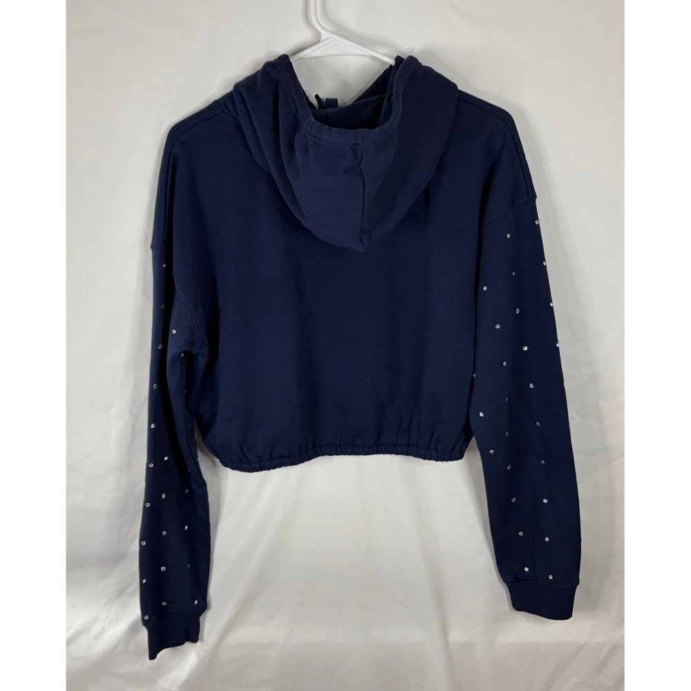 Dallas Cowboys Rhinestone Cropped Hoodie Women's XS Navy Blue NFL Pullover - Picture 12 of 13